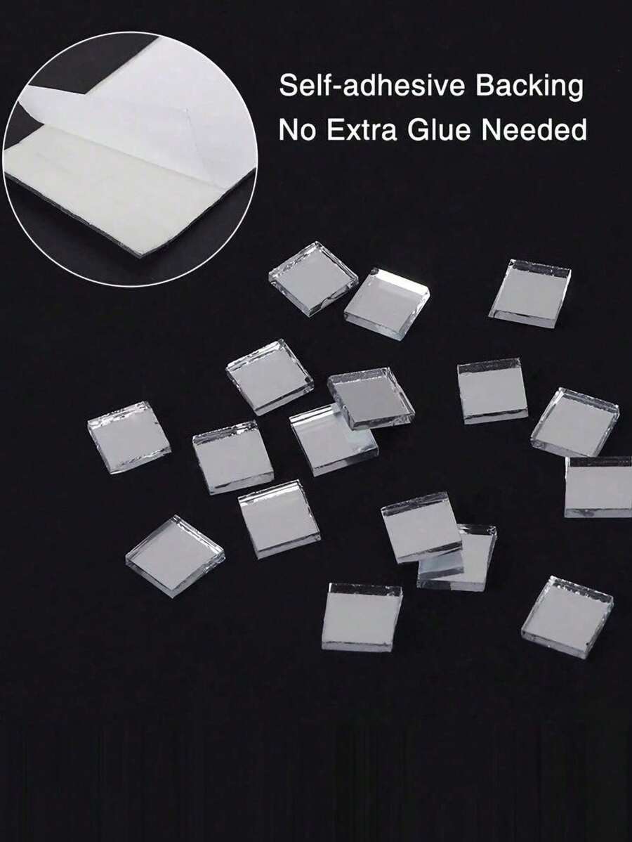 1 Roll 1464pcs SelfAdhesive Silver Mirror Glass Mosaic Wall Sticker