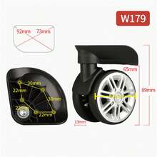 W179# Suitcase Wheel Foot Wheel Luggage Spinner Wheel, Durable With Brake, Pc Hard Case Wheel (The Text On The Display Of The Screw Hole Size May Vary With Each Batch, Random Delivery. The Model, Style, And Quality Are The Same.) - Black - View 1