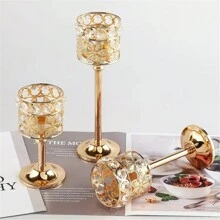 1pc Creative Embossed Crystal Candle Holder For Wedding Home Dinner Decoration