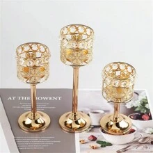 1pc Creative Embossed Crystal Candle Holder For Wedding Home Dinner Decoration