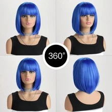 Women's Fashionable Natural Short Curly Blonde 12-Inch Synthetic Hair Bob Hairstyle With Air Bangs And Interior Curls, Suitable For Cosplay, Halloween Parties, And Costume Parties