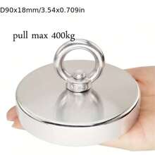 Super Strong Fishing Magnet Heavy Duty Powerful Neodymium Magnet N52 With Countersunk Hole Eyebolt For Salvage Magnetic Pot Salvage Rope - Silver - View 12