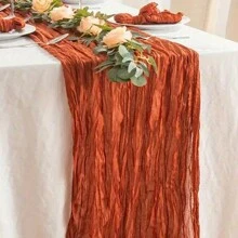 Balinese Gauze Crinkle Table Runner, European Style Linen Tablecloth Bohemian Style Table Runner For Wedding, Birthday, Party Decoration 180cm/70.87 Inch 300cm/118.11 Inch (1pc)