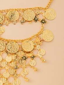 1pc Metal Hollow Face Veil, Mask For Party, Gathering, Casual & Versatile Use - Gold - View 5