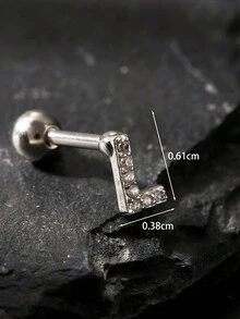 1 Miếng Cổ điển Thời trang Chữ cái Đồ trang sức Nam Xỏ lỗ tai Khối Zirconia  Tiếng Anh Tên viết tắt Đinh ốc Trở lại Bông tai stud Dành Cho Nam Và Nữ - Bạc - Xem 32