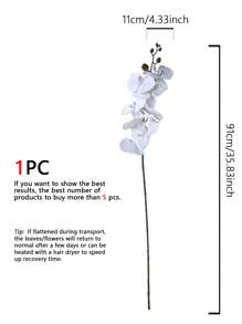 1pc 35.82in Artificial Orchid Flower Stem, 8 Heads Classic White Butterfly Orchid, Suitable For Wedding, Party, Home Decor, Holiday - Pure White - View 3
