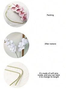 1pc 35.82in Artificial Orchid Flower Stem, 8 Heads Classic White Butterfly Orchid, Suitable For Wedding, Party, Home Decor, Holiday - Pure White - View 4