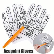 1pair Acupressure Reflexology Massage Glove, Hand Hydrotherapy Tool, Massage Hand Hydrotherapy Return Tool, Suitable For Both Women And Men - Black and White - View 3