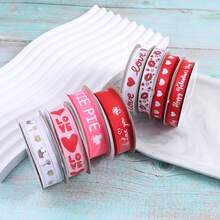 1捲浪漫情人節愛心花紋絲帶,婚禮派對裝飾緞帶diy編織緞帶 - 彩色 - 查看 7