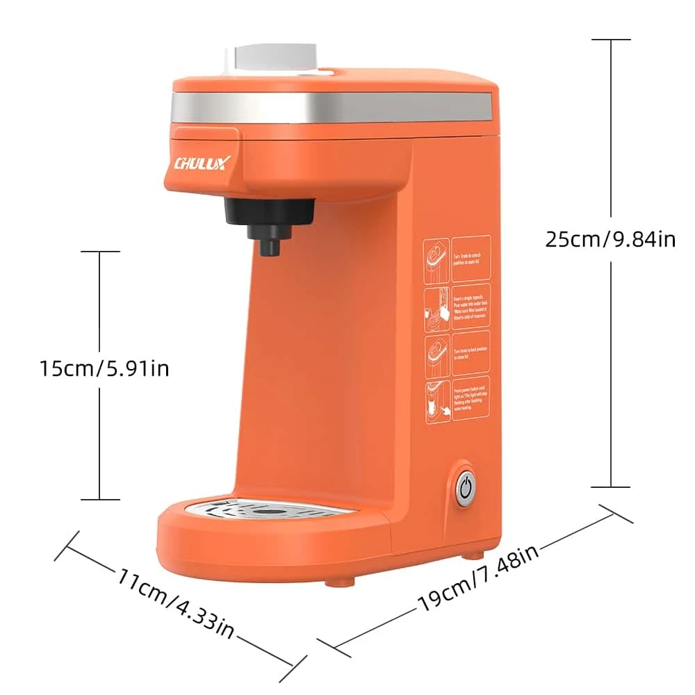 Chulux Single Serve Coffee Maker Brewer, Compatible With Pods, Loose