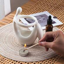 人体拥抱设计陶瓷烛台，家居香薰炉客厅装饰，礼品 - 白色 - 查看 3