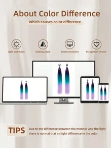 2-Piece Set 24inch Synthetic Braided Ponytail DIY Ombre Hair Extensions With Hair Tinsel Jumbo Ponytail Colorful Crazy Hair For Braiding Hair On Hair Tie Loose Tinsel Hair Extensions Hair Glitter Christmas, New Year And Other Holidays Can Wear COS