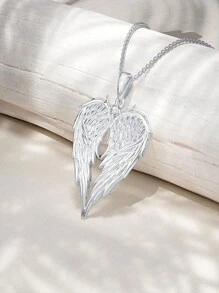 Hollow Angel Wings Inlaid Rhinestones CrossPendant Necklace For Women Girls - Gold - View 3