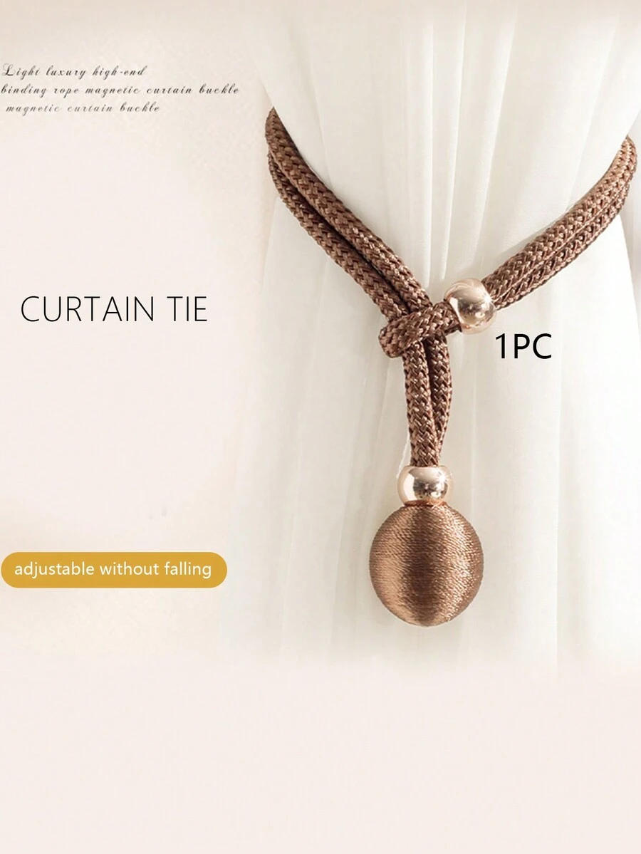 1入優雅的圓球窗簾繫帶,適用於臥室和客廳裝飾,現代實用的窗簾固定器 - 咖啡棕 - 查看 1