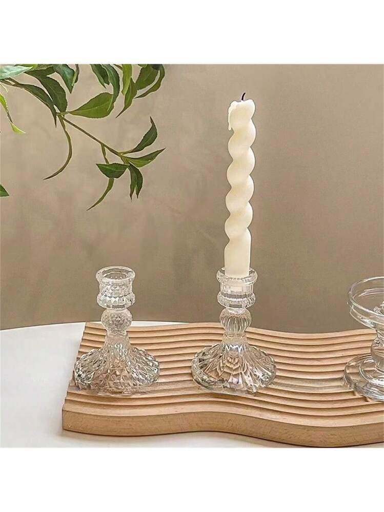 12 Portacandele In Vetro Trasparente Per Candele Coniche – Altezza 5,6 Cm, Spessi, Per Centrotavola, Matrimoni, Decorazioni