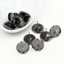 20pcs 6-20mm Inner Size Round Earring Studs Blank Base Tray DIY Earrings Jewelry Making Accessories With Earring Pins Back Stoppers