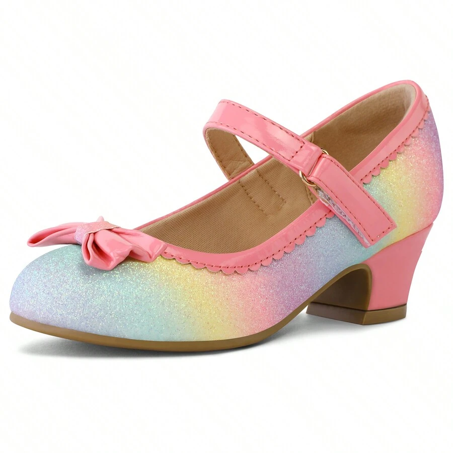 Girl's Dress Shoes Mary Jane Glitter 1.5 In Low Heel Wedding Party Princess Shoes - 彩色 - 查看 1