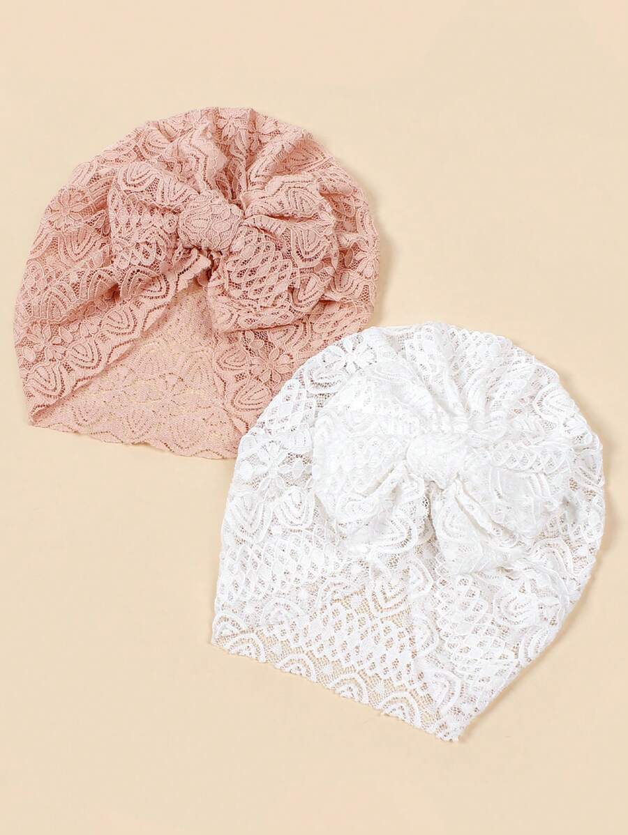 2pcs Baby & Children Breathable Soft Raised Flower Mesh Bowknot Elastic Hat For Spring And Summer - Multicolor - View 1
