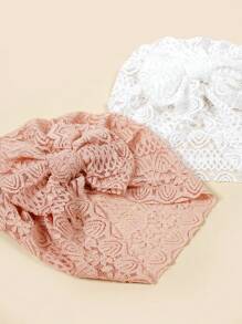 2pcs Baby & Children Breathable Soft Raised Flower Mesh Bowknot Elastic Hat For Spring And Summer - Multicolor - View 3