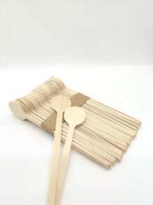 10pcs Wooden Spoon Durable Tableware Bamboo Scoop Coffee Honey Teaspoon Stirrer Dessert Honey Soup Cutlery Home Tableware - Brown - View 10