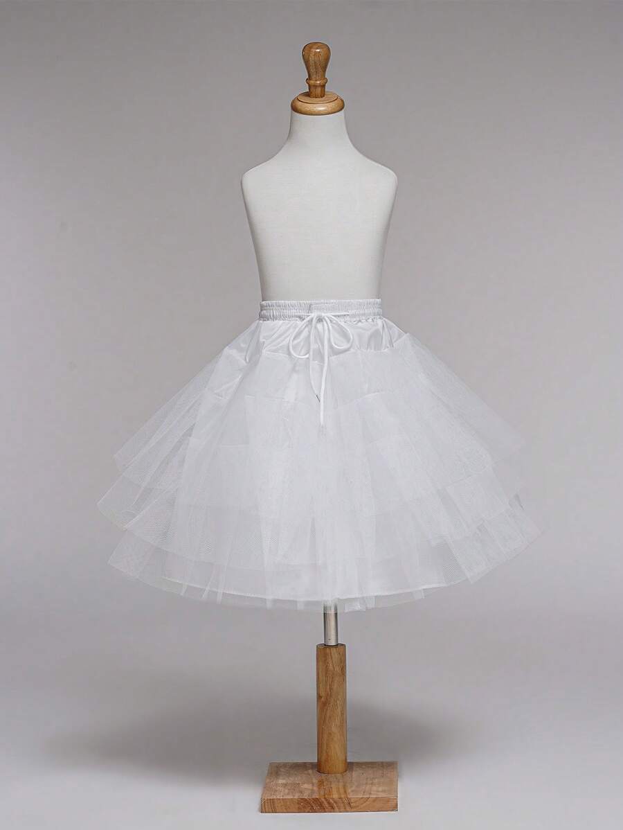 2025款女童无骨复古衬裙，内置衬里，无钢圈设计。情人节配饰 - 三層無骨不齊邊裙撐 - 查看 1