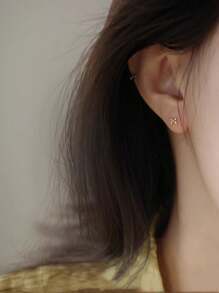 1 Pair S925 Sterling Silver Polished Cute Mini Butterfly Stud Earrings For Women