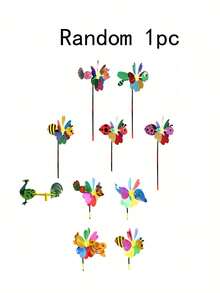 1 Pieza/2 Piezas Caricatura Molinillo De Viento De Insecto Abeja Con Lentejuelas 3d, Decoración De Molinillo De Viento Colorido Para El Hogar Y El Patio