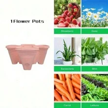 壹字型草莓垂直種植層疊花盆,適用於室內和室外草莓、花卉、香草、蔬菜,帶排水孔和托盤的現代室內裝飾塑料盆,適用於所有室內植物、多肉植物、花卉 - 粉色 - 查看 14