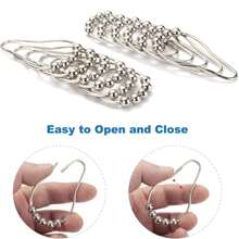 1 Set Of Shower Curtain Hooks, 12pcs Decorative Rustproof Stainless Steel Shower Curtain Rings, Matte Nickel Finish - Silver - View 5