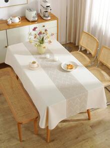 1pc Water Repellent Rectangular Tablecloth, Multiple Sizes Available, Suitable For Daily Home, Restaurant, Kitchen Decor, Holiday Gatherings, Banquets, Weddings, And Hotel Decor - Coffee Brown - View 3
