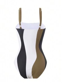 New Style Women's 2-Piece Mesh Cover Up Skirt With One-Piece Swimsuit, Perfect For Beach Holiday And Hot Spring Summer - Brown - View 2