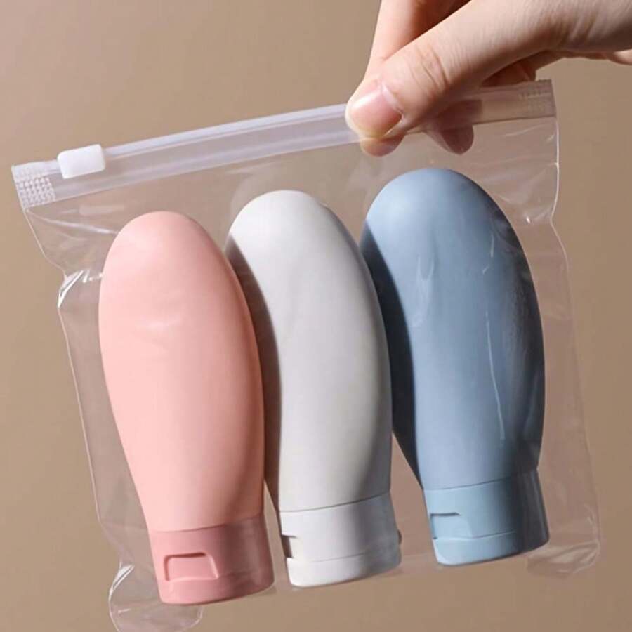 3 Pcs Refillable Silicone Travel Bottles Set - Leak Proof And Squeezable For Shampoo, Lotion, And Toiletries - Perfect For Carry On And On-The-Go Use Travel Essentials Travel Organizer For Beach Summer Vacation Back To School - Multicolor - View 1