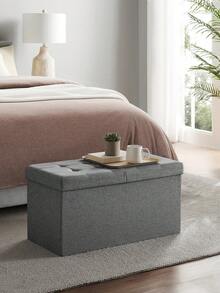 SONGMICS Storage Ottoman, Padded Shoe Bench, Flip-Up Lid, Foldable, 300 Kg Load Capacity, Dark Grey - Dark Grey - View 5