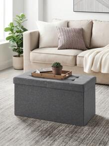SONGMICS Storage Ottoman, Padded Shoe Bench, Flip-Up Lid, Foldable, 300 Kg Load Capacity, Dark Grey - Dark Grey - View 1