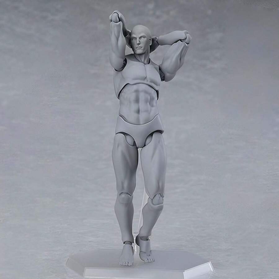 1 Pieza Figura Articulada Modelo De Dibujo Humano, Muñeco Articulado Para Aprendizaje Científico - Gris Claro - Ver 1