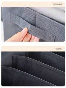 1 件灰色无纺布可折叠衣物收纳盒，带手柄和 PP 板隔板 - 灰色 - 查看 9