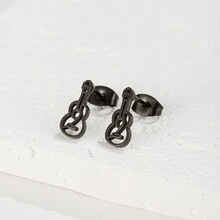 1對不鏽鋼樂器色士風耳環,適用於女人母親禮物,音樂珠寶首飾 - 黑色 - 查看 24
