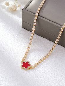 1 Miếng Nhiều màu Hình hoa Pha lê Vòng cổ mặt dây chuyền Đối với phụ nữ - Đỏ - Xem 11