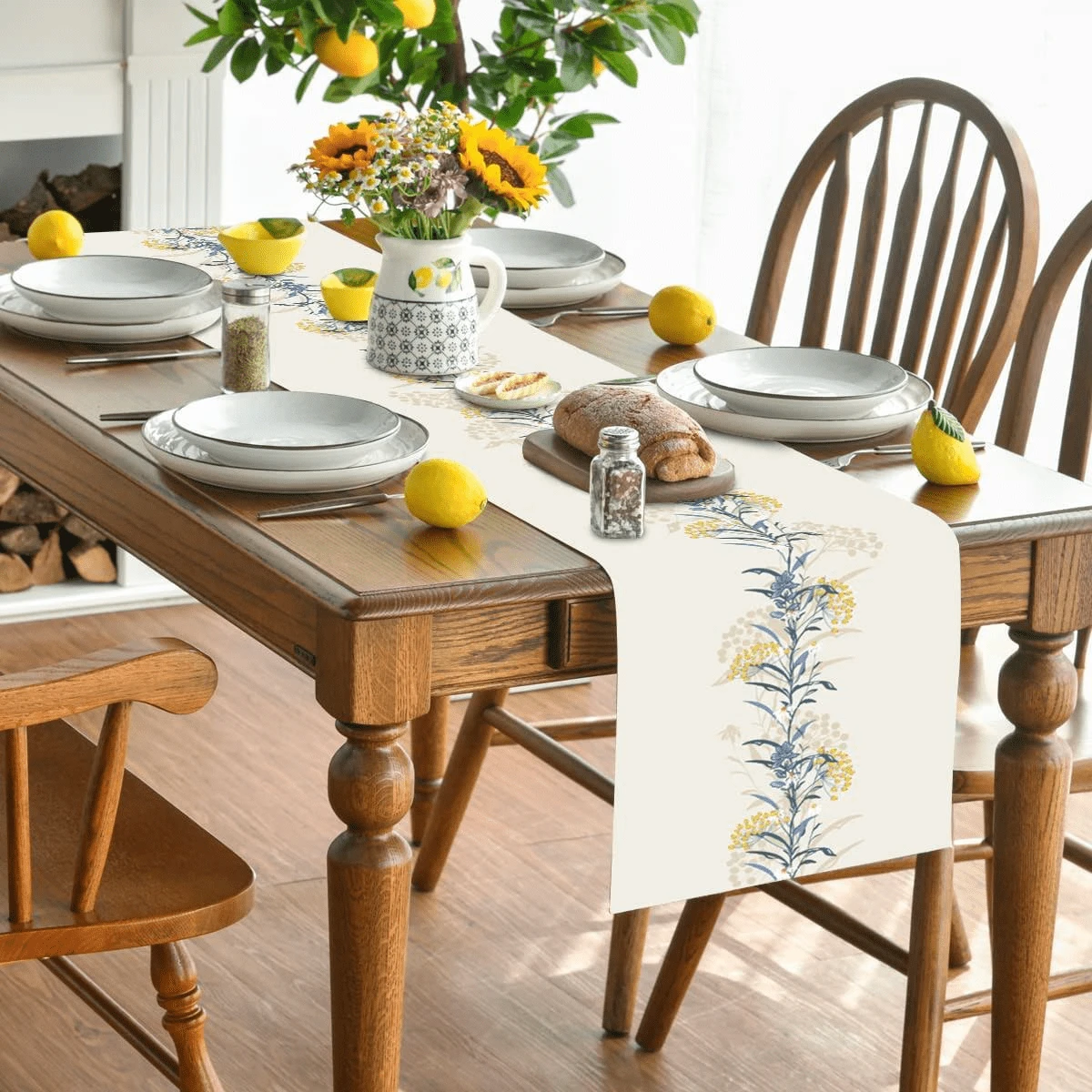 1pc Linen Table Runner, Spring Flowers Tablecloth For Farmhouse Home Kitchen Dining Table Party Decoration - Multicolor - View 1