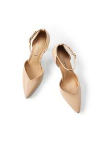 Women's High Stiletto Heels Strappy Pumps Closed Toe Ankle Strap Pointed Toe D'Orsay Heel Dress Elegant Basics Wedding Party Shoes - 杏色/PU - 查看 6
