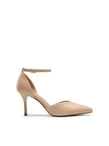 Women's High Stiletto Heels Strappy Pumps Closed Toe Ankle Strap Pointed Toe D'Orsay Heel Dress Elegant Basics Wedding Party Shoes - 杏色/PU - 查看 3