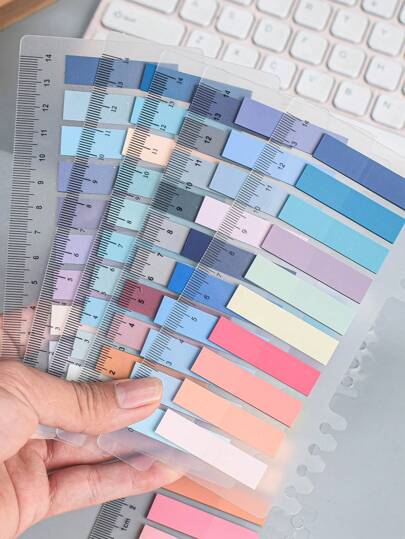 1200 piezas Notas adhesivas de PET de 6 estilos, pegatinas de memo para estudiantes, pegatinas de índice de marcado de oficina, notas adhesivas reutilizables, 6 diseños