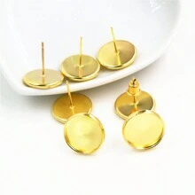 20pcs 6-20mm Inner Size Round Earring Studs Blank Base Tray DIY Earrings Jewelry Making Accessories With Earring Pins Back Stoppers