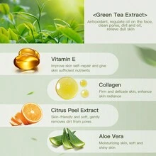 FATAZEN 100克天然有機綠茶臉部清潔乳,抗痘平滑修復去角質,草本美容護膚深層清潔泡沫奶凍 - 綠色 - 查看 8