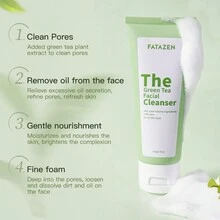 FATAZEN 100克天然有機綠茶臉部清潔乳,抗痘平滑修復去角質,草本美容護膚深層清潔泡沫奶凍 - 綠色 - 查看 3