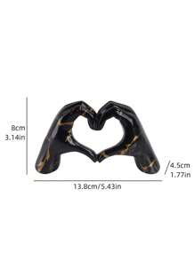 1pc Colorful Resin Heart Gesture Decorative Ornament, Room Decor, Bedroom Decor Best Gifts Birthday Graduation - Black - View 5