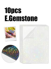 10 张全息贴纸透明 A4 乙烯基贴纸自粘防水透明膜，带有心形、雪花图案，11.8 X 8.3 英寸，可用于保护书籍、照片、明信片等。