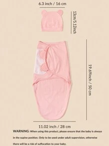 3件套婴儿男女通用柔软舒适帽子和襁褓毯套装 - 彩色 - 查看 2