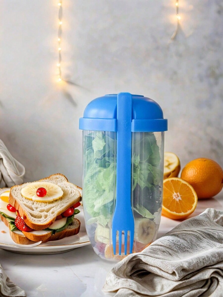 1 Pc Pink Mason Can Salad Mixer, Oatmeal Cup With Spoon And Lid, Low