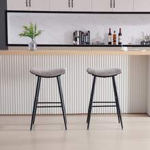 Linen Dining Chairs, Multifunctional Counter Height Bar Stools Without Back, Metal Legs, Upholstered Dining Chairs, Kitchen Breakfast Bar Stools With Footrest For Kitchen Dining Room(Coffee, Set Of 8) - Cà phê - Xem 7